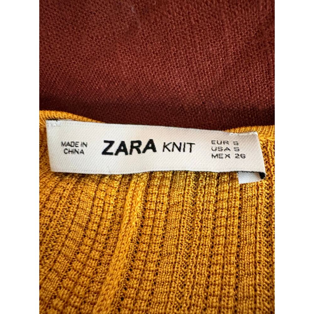 ZARA Mustard Yellow Ribbed Knit Midi Dress | Boho Minimalist Summer S - Picture 5 of 9